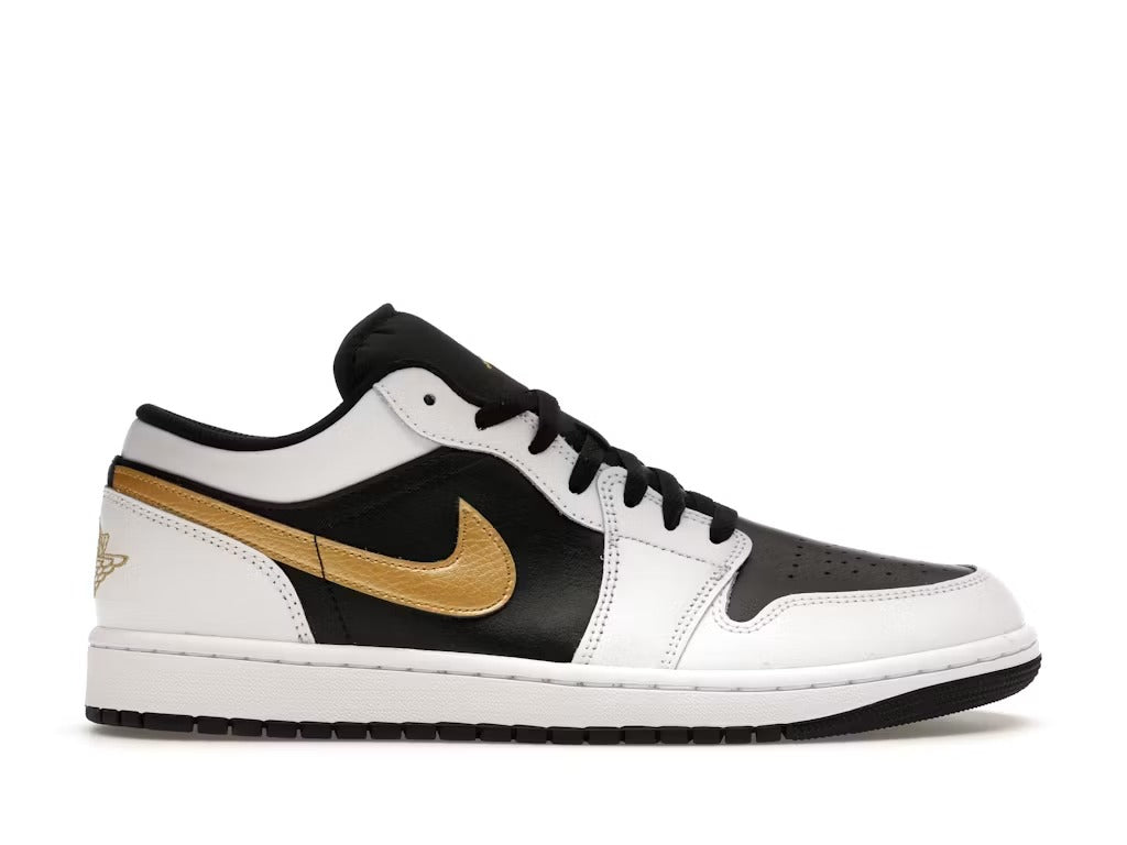 Air Jordan 1 Low White Black Metallic Gold Swoosh - catalog main image