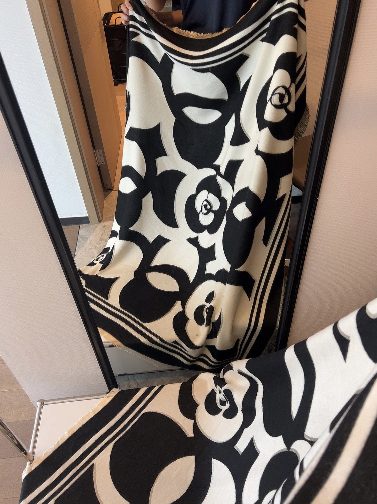 Chanel Floral Square Scarf — model