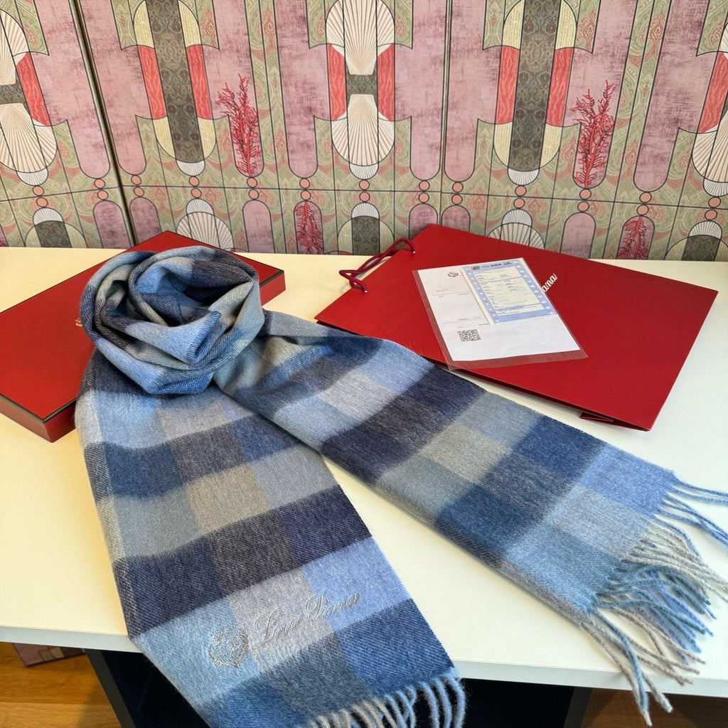 Loro Piana Plaid Fringe Scarf — front